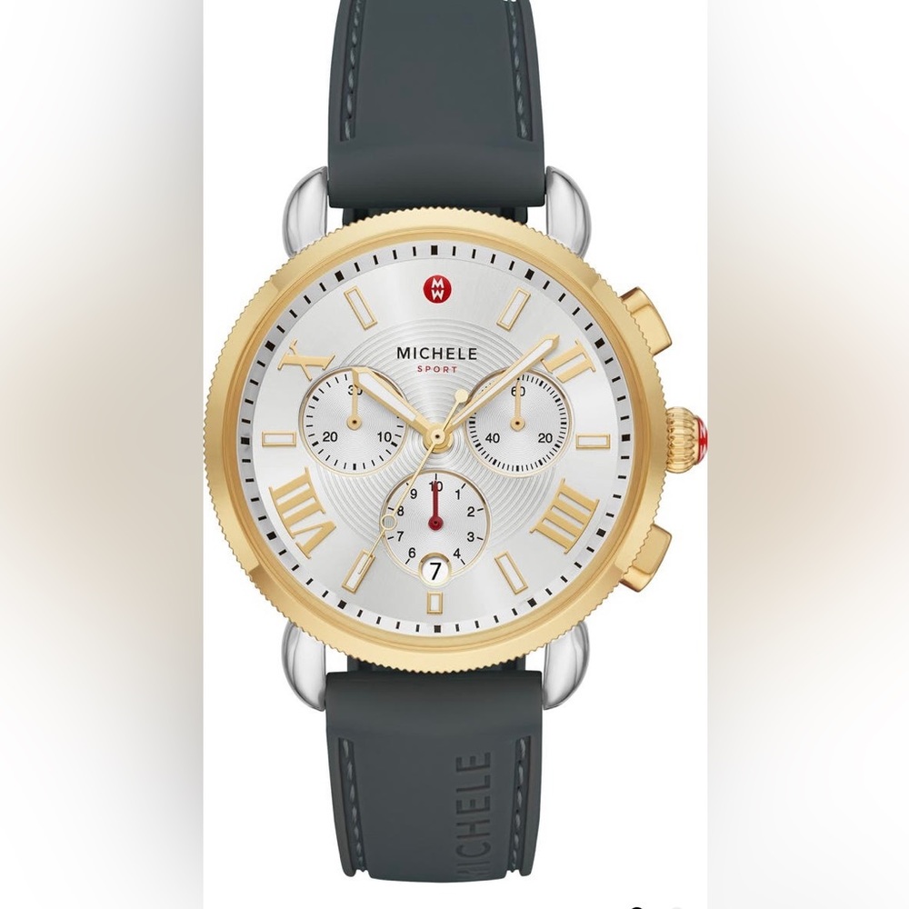MICHELE Sport Sail Chronograph watch w/ black silicon strap